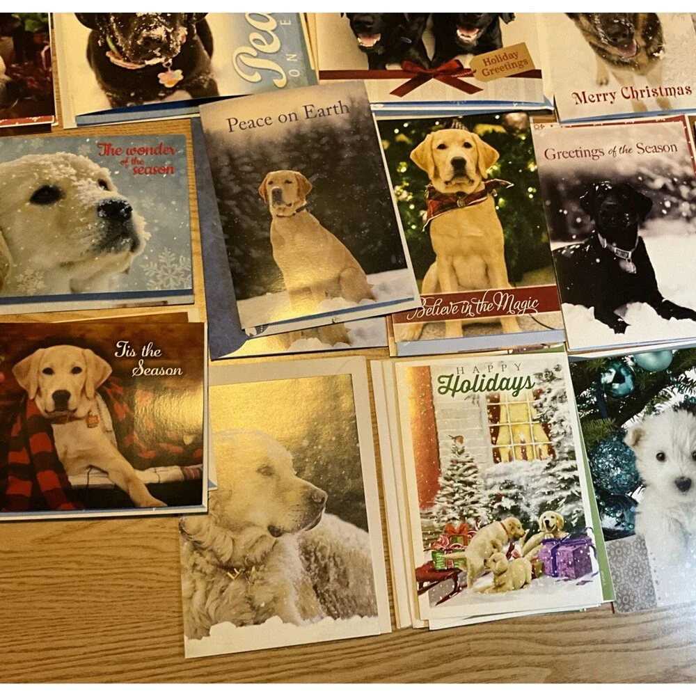 Mixed Brands NEW  Un-Used Christmas Cards DOGS With Envelopes! Lot Of 43 Vintage